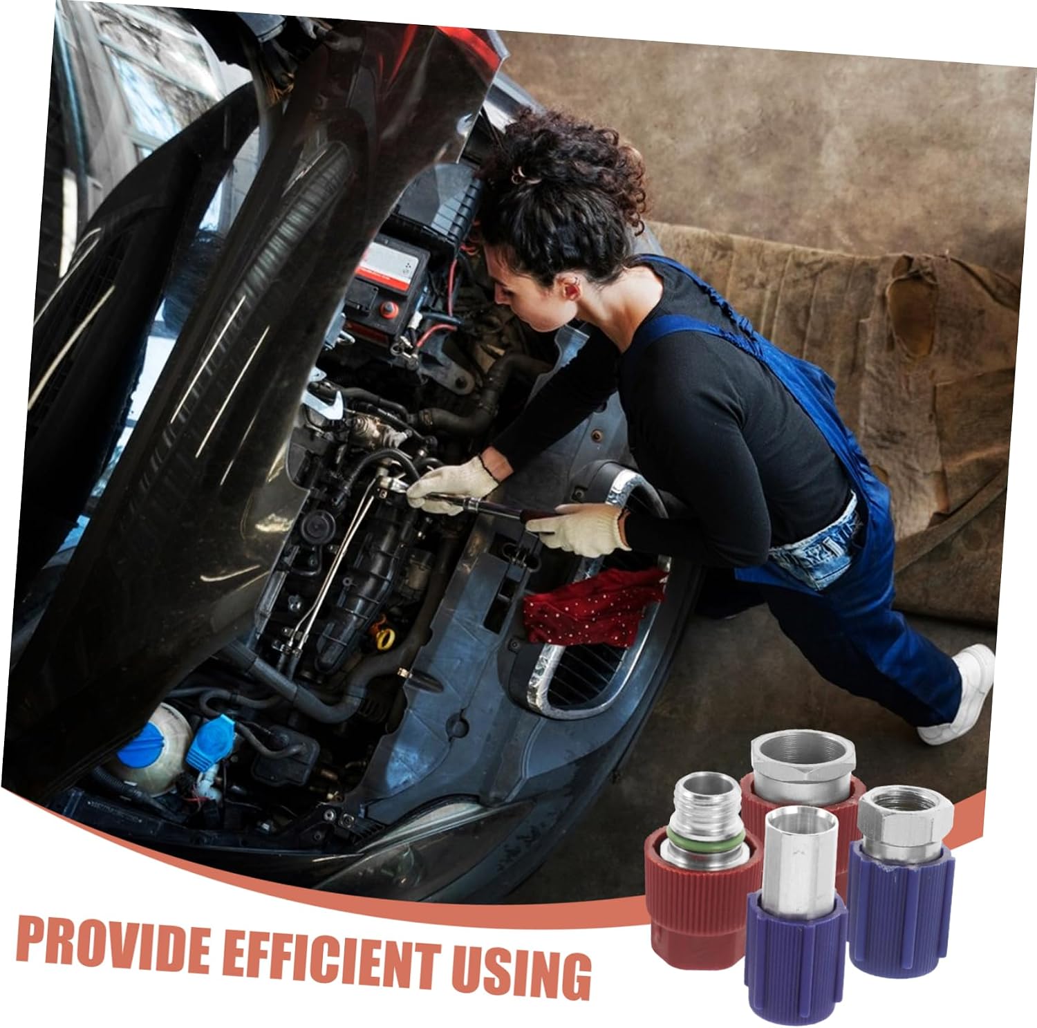 Zerodeko 4pcs SAE Thread Conversion Fittings Kit Pressure Quick Connect Adapters for Automotive Air Conditioning Repair Construction