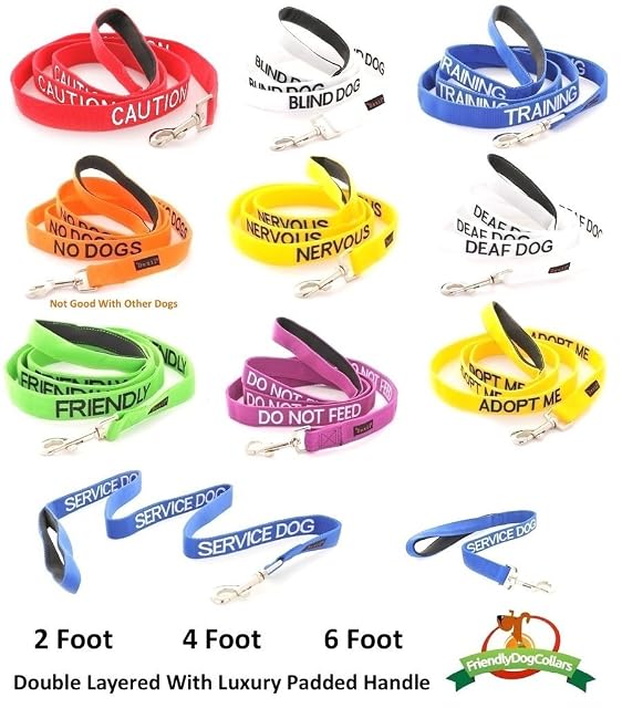 Foto 4 de 8 de Precaución (no acercarse) Red Warning Dog Correa acolchada personalizada con código de color para evitar…