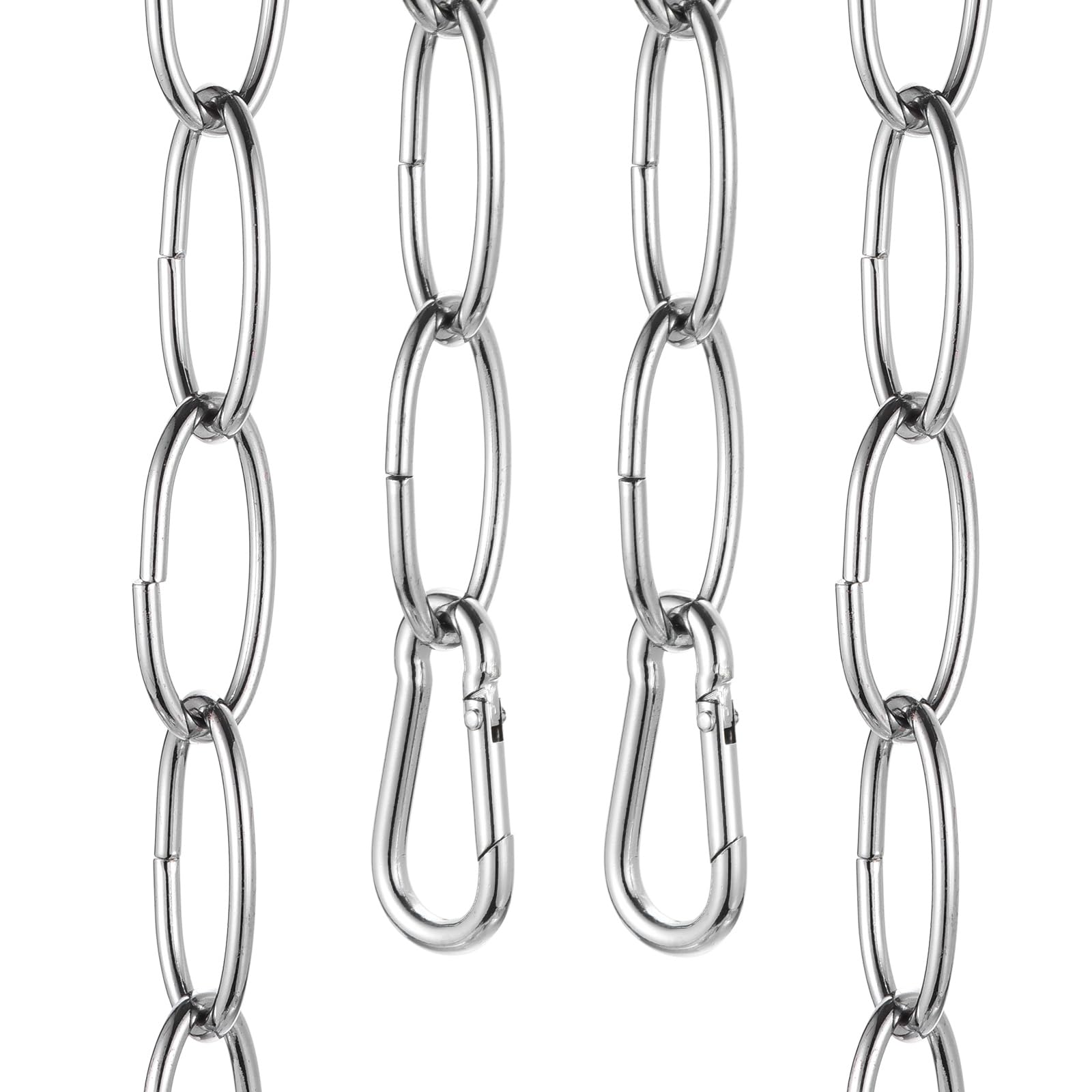 sourcing map 3ft Lighting Hanging Chain, 3.8mm/0.15" Looping Metal Pendant Chandelier Chain Extension with 2 Spring Snap Hook for Hanging Plant Pendant Chandelier Light Fixture, Light Silver — image 1