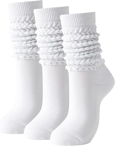 Slouch Socks Women Thigh High Boot Socks Soft Scrunch 3 Pair Pack