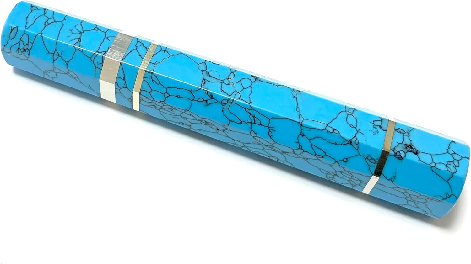 10本セット 三段銀巻 柳刃300 ターコイズ八角柄 柳刃尺 包丁柄 トルコ石 10本セット 三段銀巻 柳刃300 ターコイズ八角柄 柳刃尺