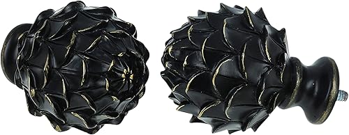 Miniatura 2 de MERIVILLE Barra de cortina de tratamiento de doble ventana de 1 pulgada de diámetro, acabado de alcachofa, 66 a 120 pulgadas ajustable, acabado negro