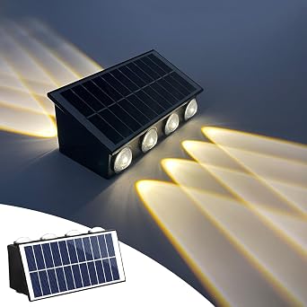 20W Güneş Enerjili Dış Mekan Bahçe Duvar Lambası - Cata Kos Solar LED Aplik - IP65 Su Geçirmez, 3200K Gün Işığı & Amber Dekoratif Aydınlatma (Gün Işığı) [Enerji Sınıfı A+]