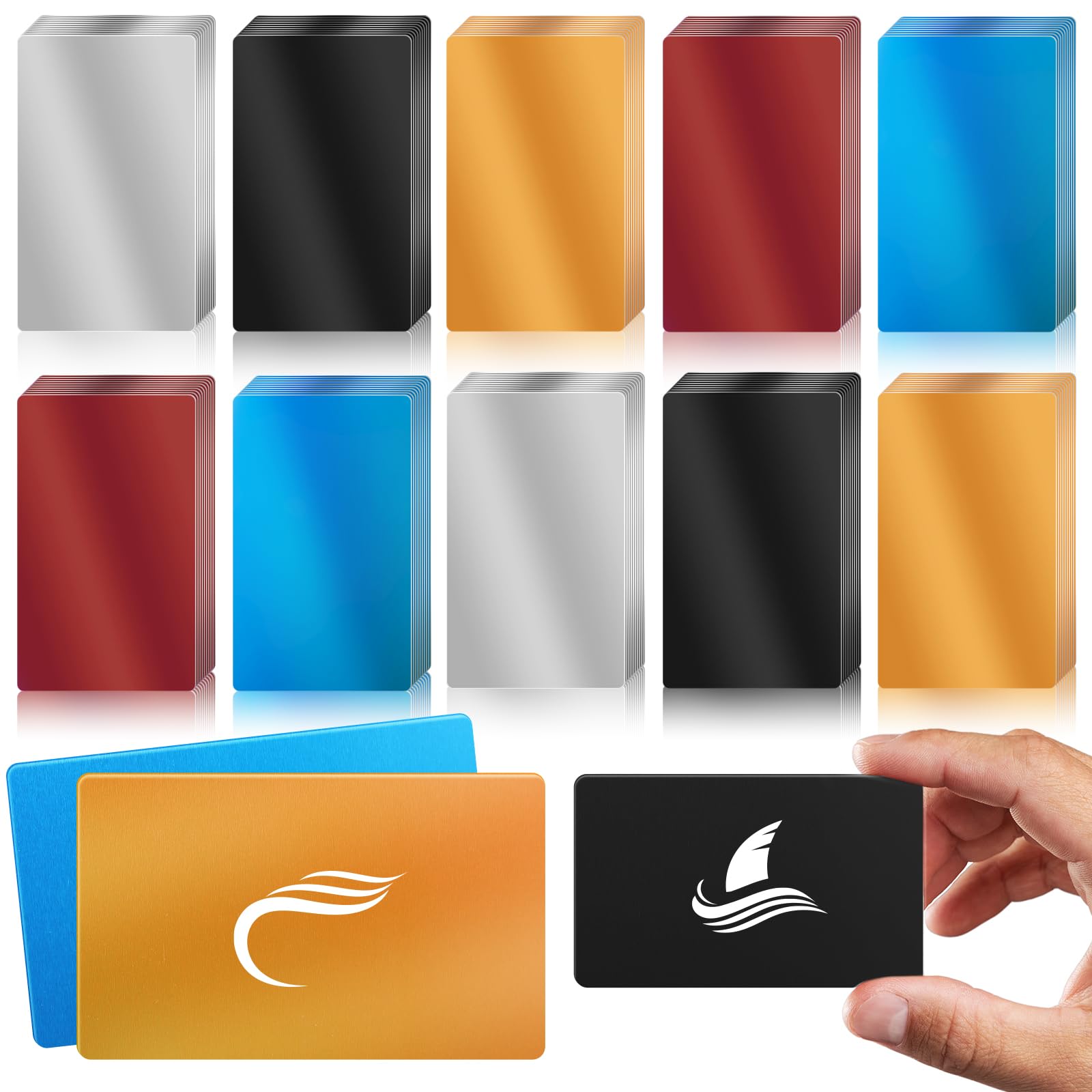 100 Pcs Metal Engraving Blanks Colorful Aluminum Sheet Laser Engraving Business Card Multipurpose DIY Gift Cards 86 x 54 x 0.21 mm（5 Colors)
