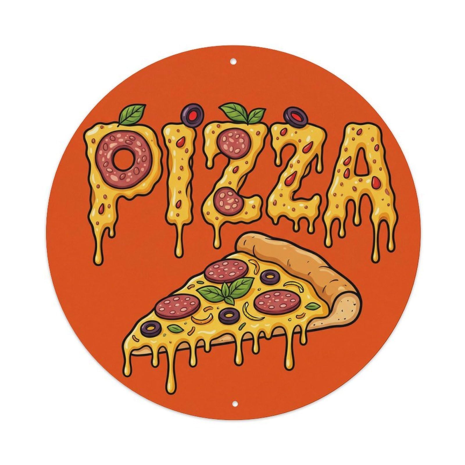 Huiyhb 8X8inch(20X20cm) Vintage Pizza Slice Zest Citrus Metal Tin Sign