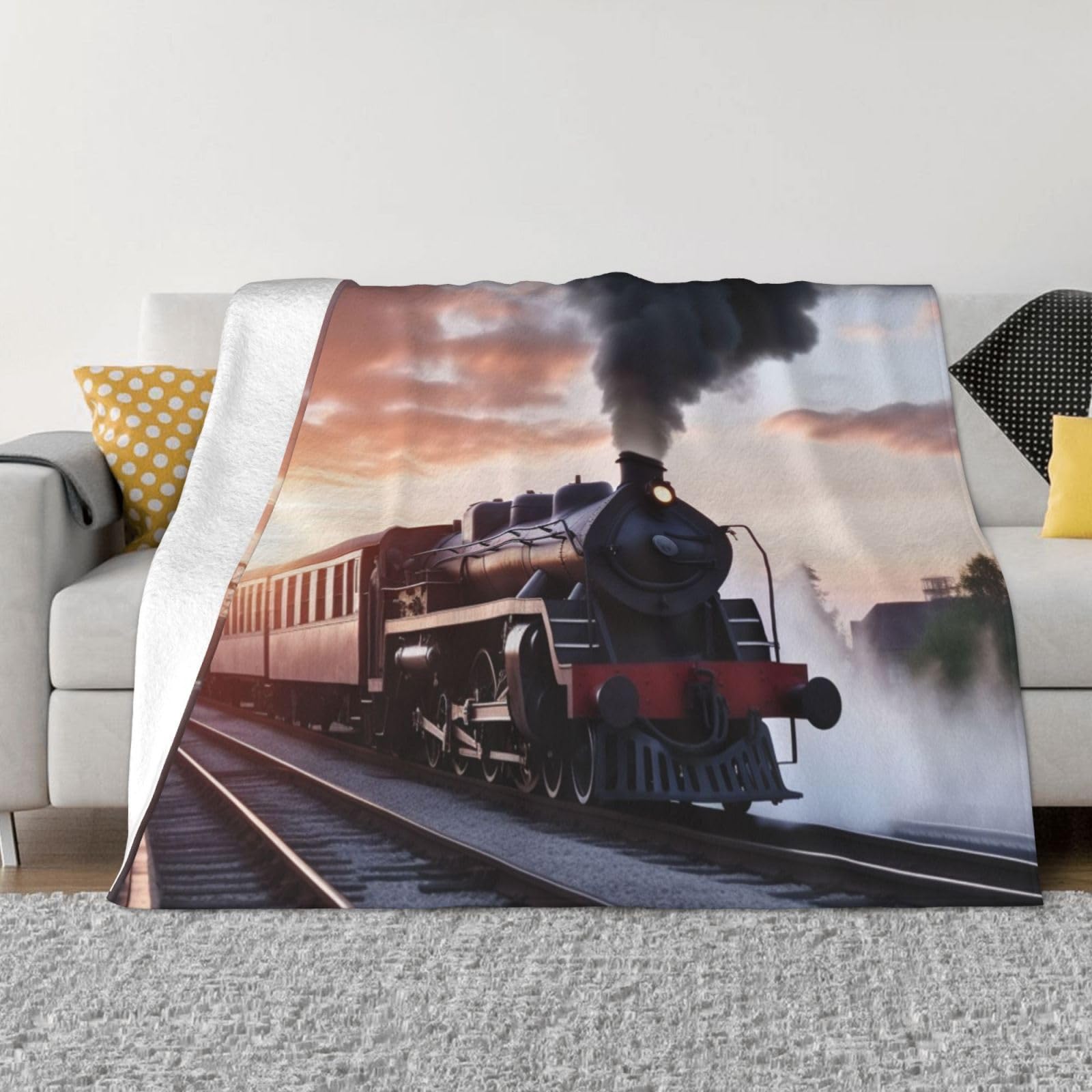 Couverture polaire train à vapeur pour vos soirées cocooning sur le canapé
