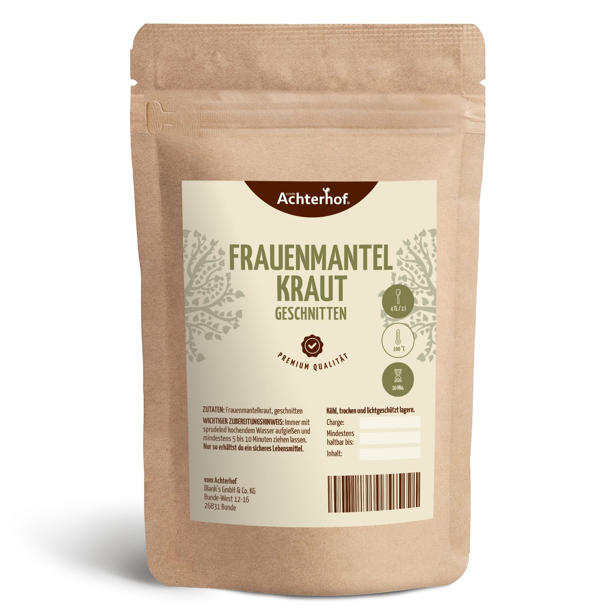 Frauenmantelkraut 1000g | getrocknet und geschnitten | 100% naturreine Frauenmantelblätter | Ideal als Teeaufguss |vom Achterhof