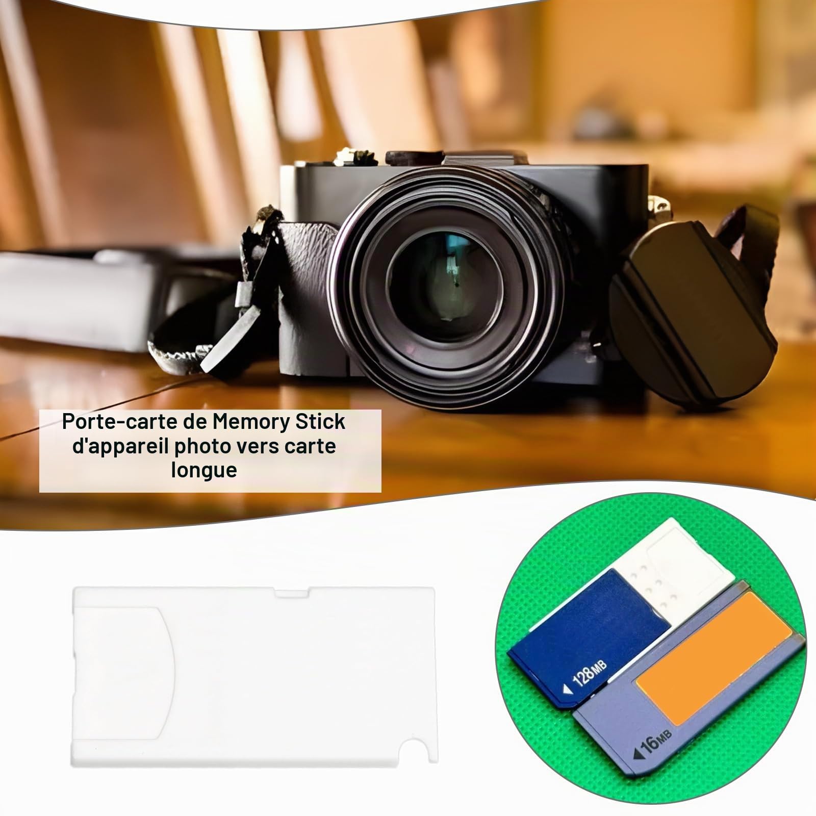 2 Pièces Adaptateur de Carte pour Appareil Photo Blanc Adaptateur Memory Stick Pro Duo MS Convertisseur de Carte MS Long Compatible avec Sony Anciens Appareils Photo CCD