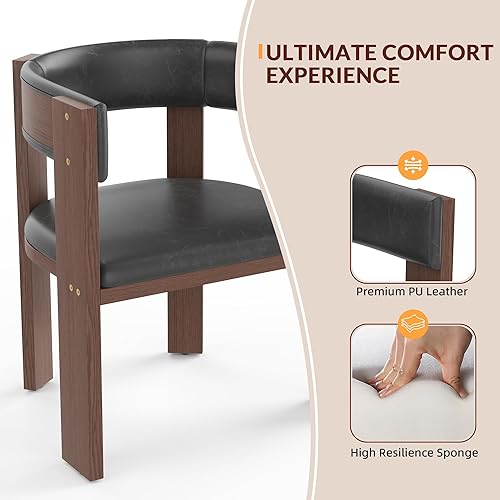 Miniatura 7 de GarveeHome Sillas de comedor modernas de mediados de siglo, sillas de cocina tapizadas de piel sintética, juego de 4 con respaldo curvado y marco de