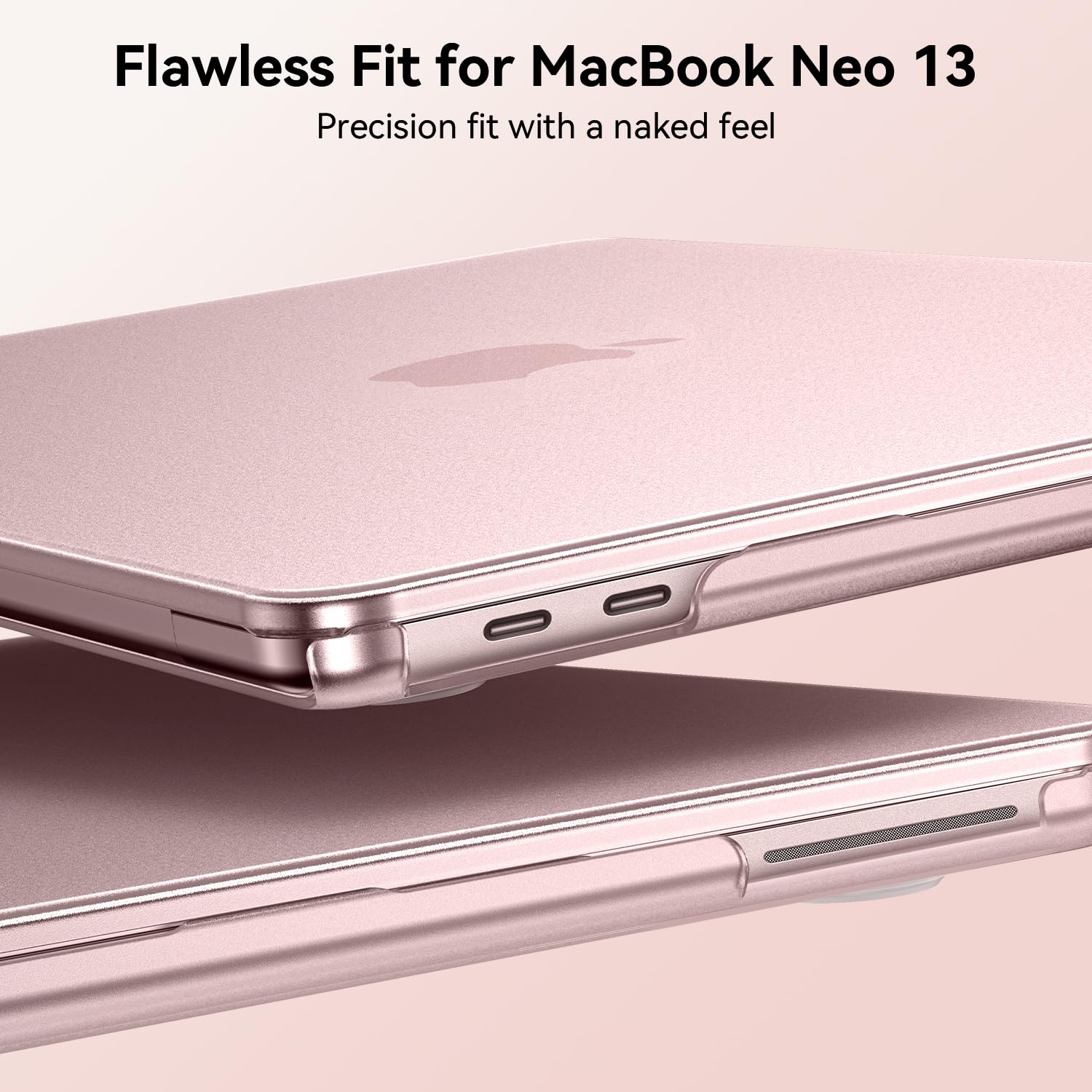 EooCoo for MacBook Neo Case 13 inch 2026 Model A3404, 100% Match Official Color, Anti-Fingerprint & Scratch & Crack, Sturdy Protective Hard Shell Cover Laptop Accessories, Blush Clear - 5