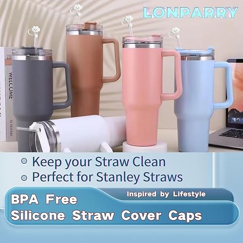 Miniatura 2 de Stanley - 6 tapas de popote para vasos Stanley de 40 onzas, reutilizables con forma de nube, puntas de popote de grado alimenticio, tapones de