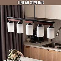 Vista 5 de Iluminación de isla de cocina de 5 luces y accesorios de luz de comedor de granja sobre mesa, colgante de techo rústico ajustable colgante lineal