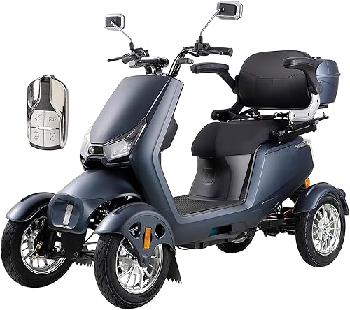 Xmatch Scooter de movilidad eléctrica médica de 4 ruedas de 3 velocidades alimentado por batería con cinturón seguro, caja de seguridad trasera