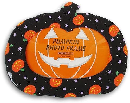 Marco de fotos con forma de calabaza de Halloween para fotos de 5 x 7 (Jack o'Lanterns en negro)