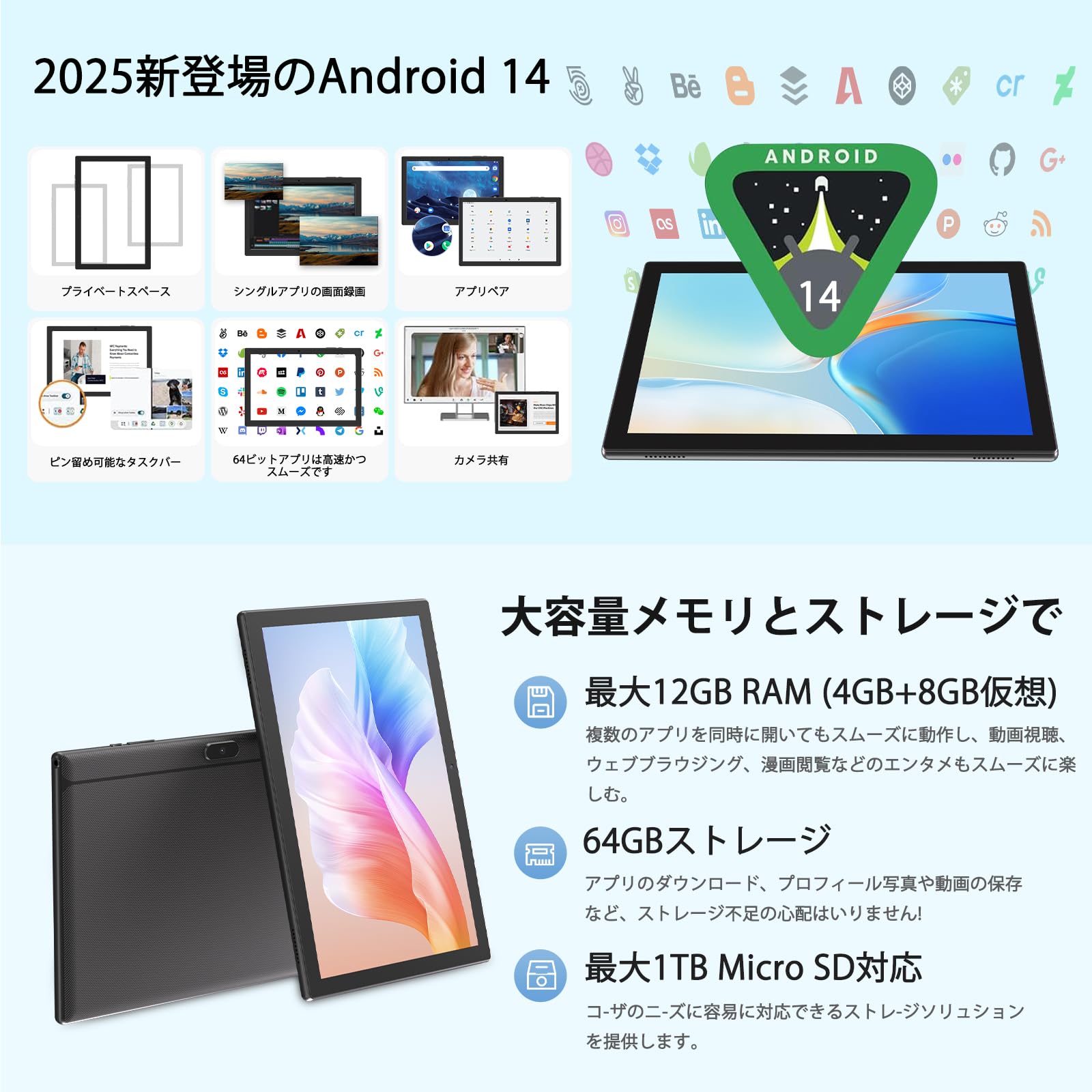 Amazon.co.jp: Android 14 CUPEISI YQ11M タブレット tablet 10.1