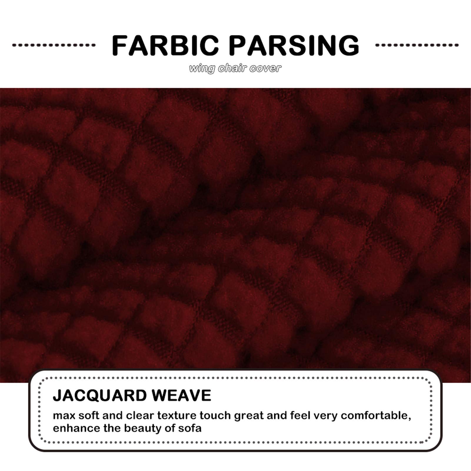 Funda para Puff Elástica Cubierta del Octomano De Tejido Elástico Funda para Revestimiento Jacquard (Rojo,Grande)