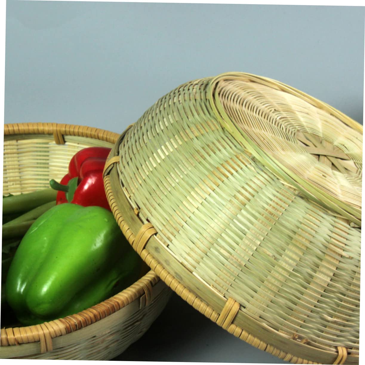 GRIRIW 3pcs Basket Round Bread Basket Towel Storage Basket Woven Fruit Basket Bowl Woven Chips Basket Rice Washing Basket Household Basket Food Organizer Tray Burger Basket Green