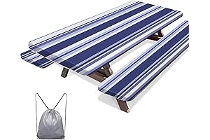 MHJY 3 Piece Fitted Tablecloth with Bench Covers - Waterproof Windproof and Breathable