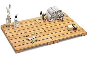 Waterproof Folding Non-Slip Heavy-Duty Bamboo Bath Mat for Shower & Bathroom