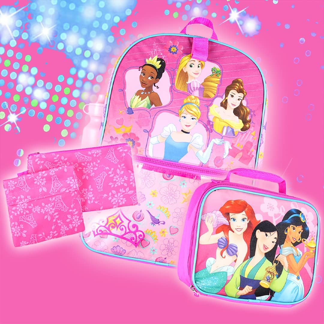 Disney Princess 16” Backpack for Girls 5 Piece School Lunch Box Set - Image 5