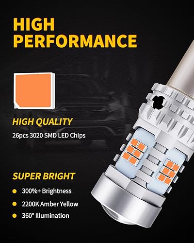 Miniatura 3 de AUXLIGHT Bombillas LED 1156 BA15S extremadamente brillantes 7506 1156A 1003 1141 P21W Canbus sin errores de repuesto para luces direccionales, 2200