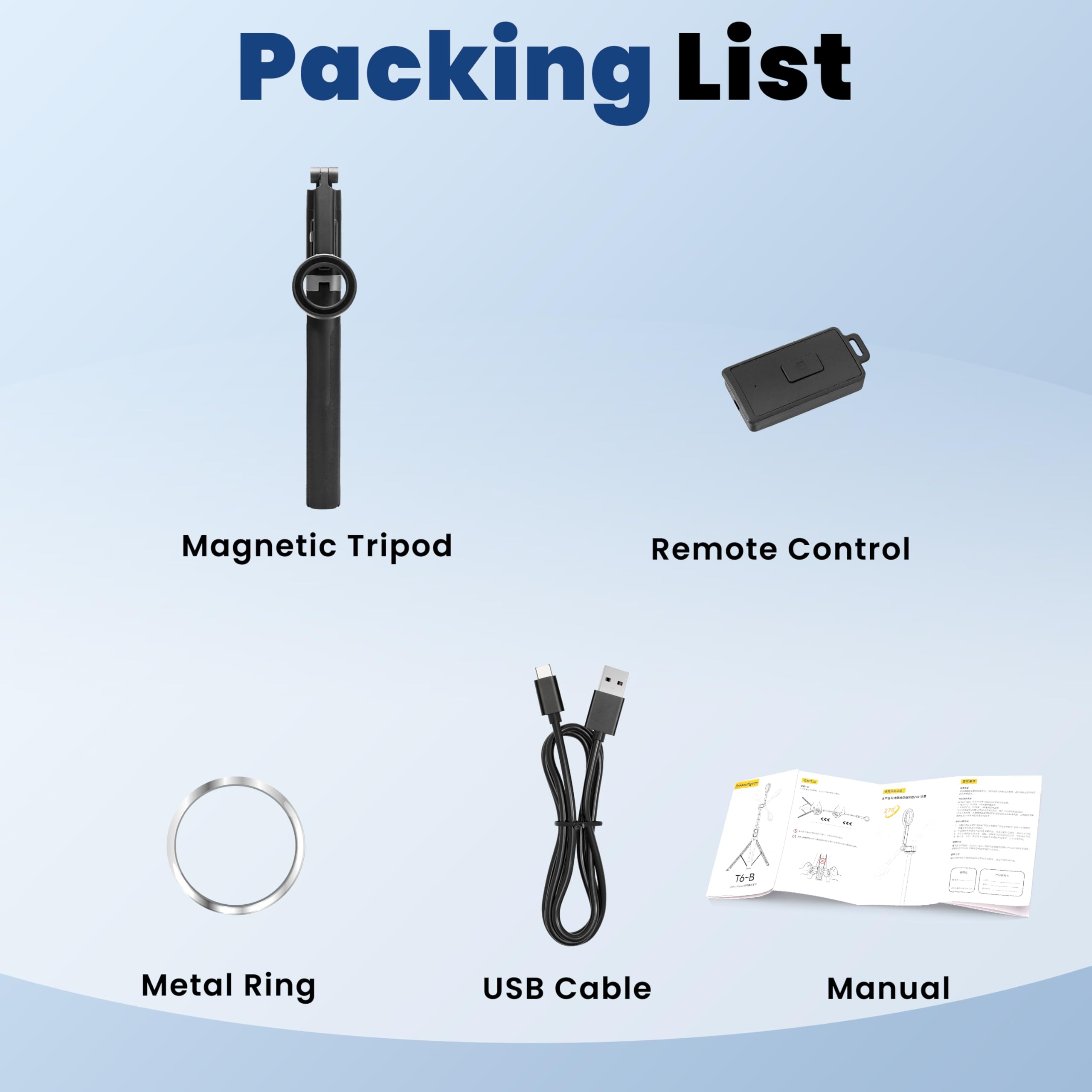 Trípode magnético de 65 pulgadas para iPhone con control remoto, trípode de palo selfie, trípode magnético para teléfono celular para TikTok/Vlog/grabación de video, compatible con iPhone y Android
