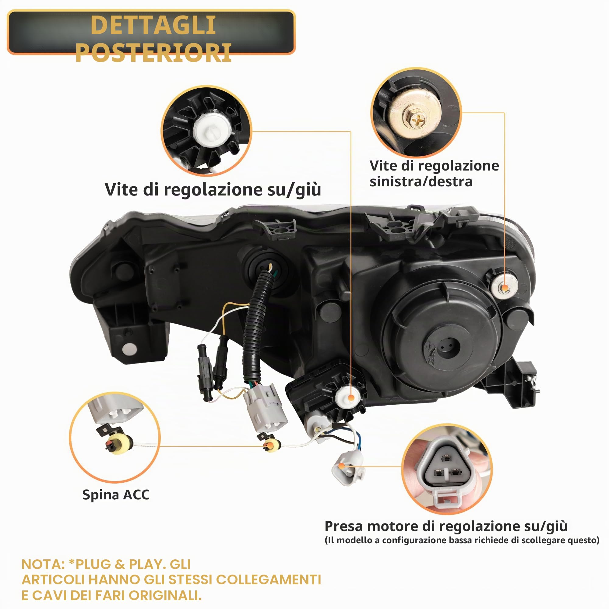 VLAND Faro per GT86 & BRZ 2012-2020, FR-S 2013-2016, con lampeggiante sequenziale (con lampadine d2S LED)