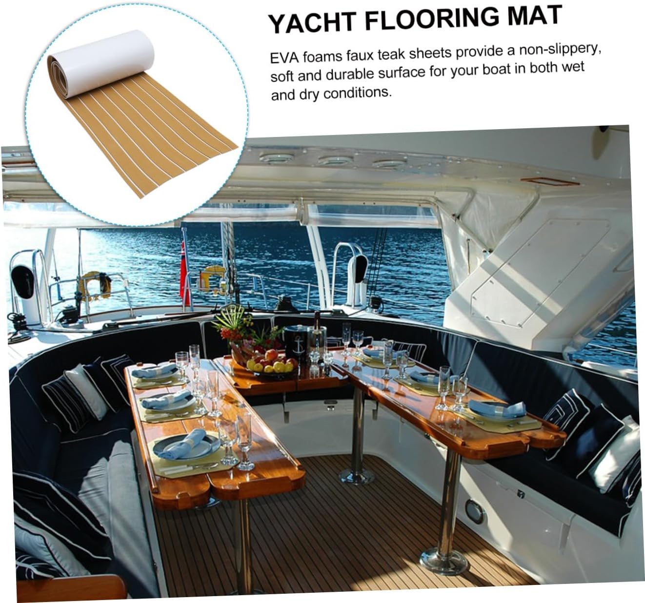 BESPORTBLE 1 Roll Non Slip Eva Faux Boat Decking Mat Self Adhesive Yacht Flooring Rug Heat Resistant Mat Easy to Clean for Boat Decoration
