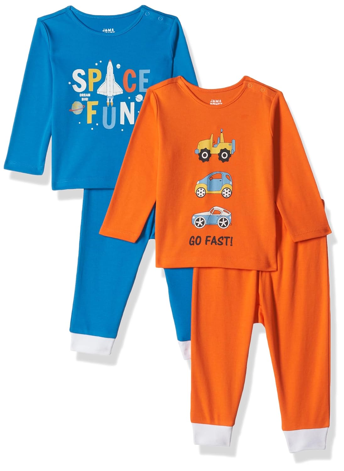 Amazon Brand – Jam & Honey Baby-Boys and Girls 100% Soft & Pure Cotton Long Sleeve Tee with Jogger – Unisex Clothing Set