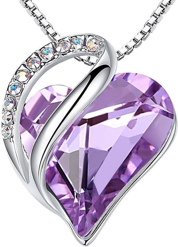Leafael Collares de regalo para mujer, colgante de cristal con piedra natal de amor infinito, joyería de aniversario de cumpleaños para esposa, mamá y ella, chapado en plata, cadena ajustable de 18.0 in + 2.0 in