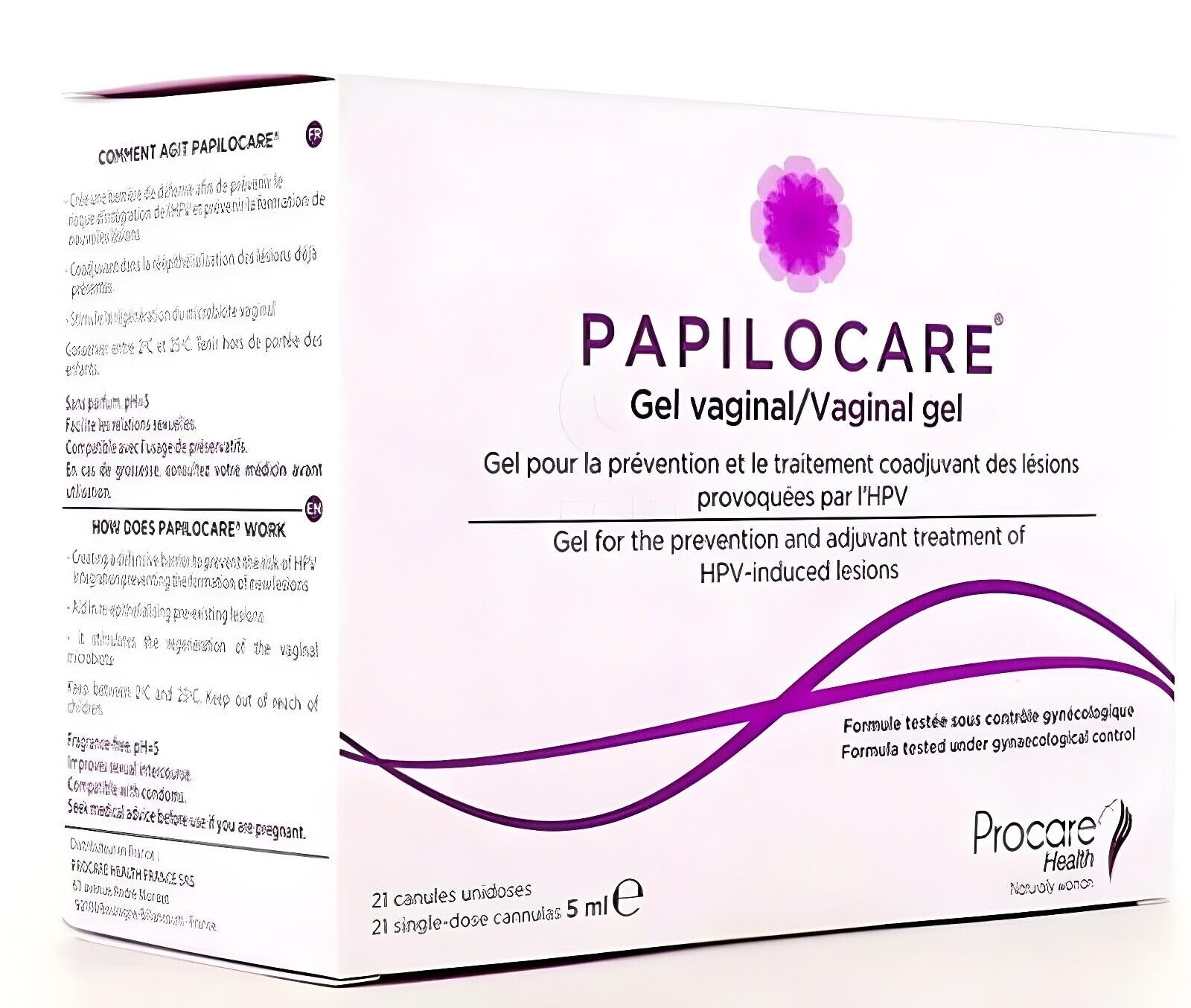 Papilocare Vaginal Gel 21 Unidoses Each 5 ml Your Skin Cannulas HPV Induced Lesions