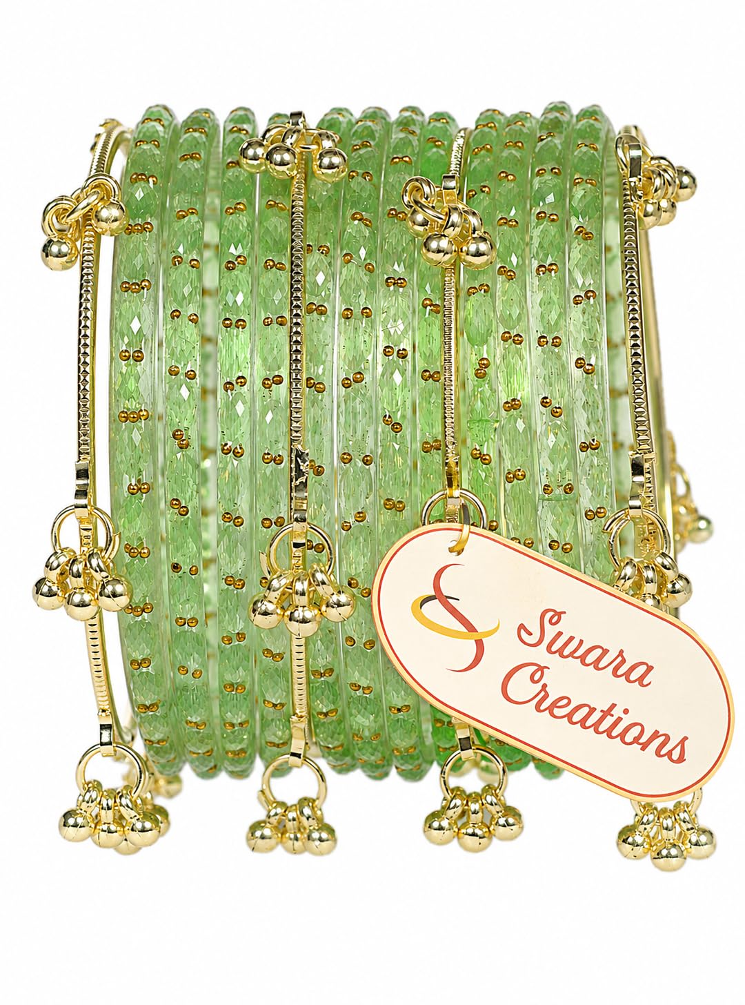Swara Creations Kashmiri Ghungroo glass Bangles set | Viral Raindrop Multi Set for Women and Girls | Set of 16 Pcs (SKU415)