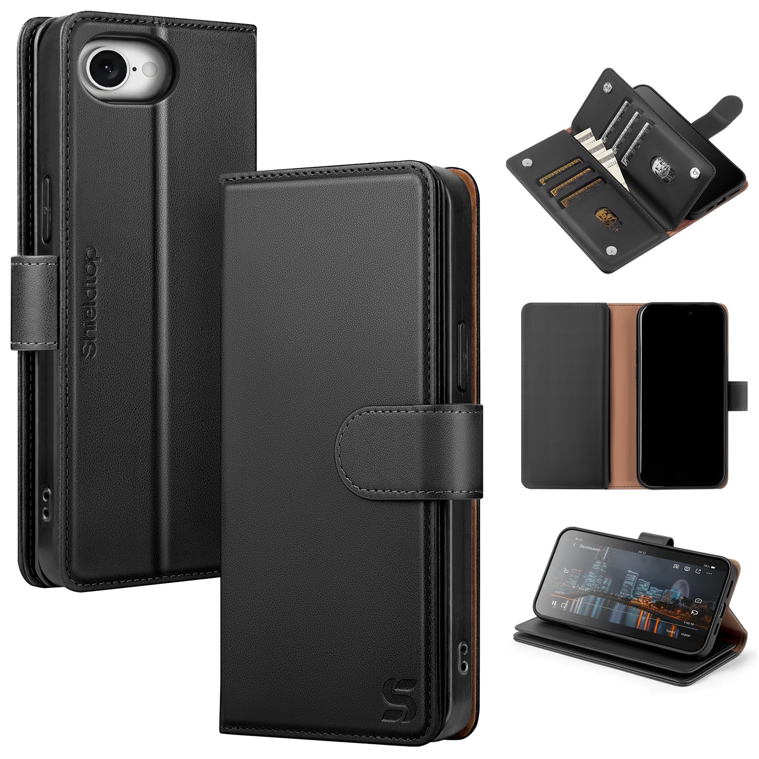 Shieldtop Compatible with iPhone 17e / 16e Wallet Case with Card Holder,Women Men RFID Blocking PU Leather Folio Flip TPU Protective Cover Credit Card