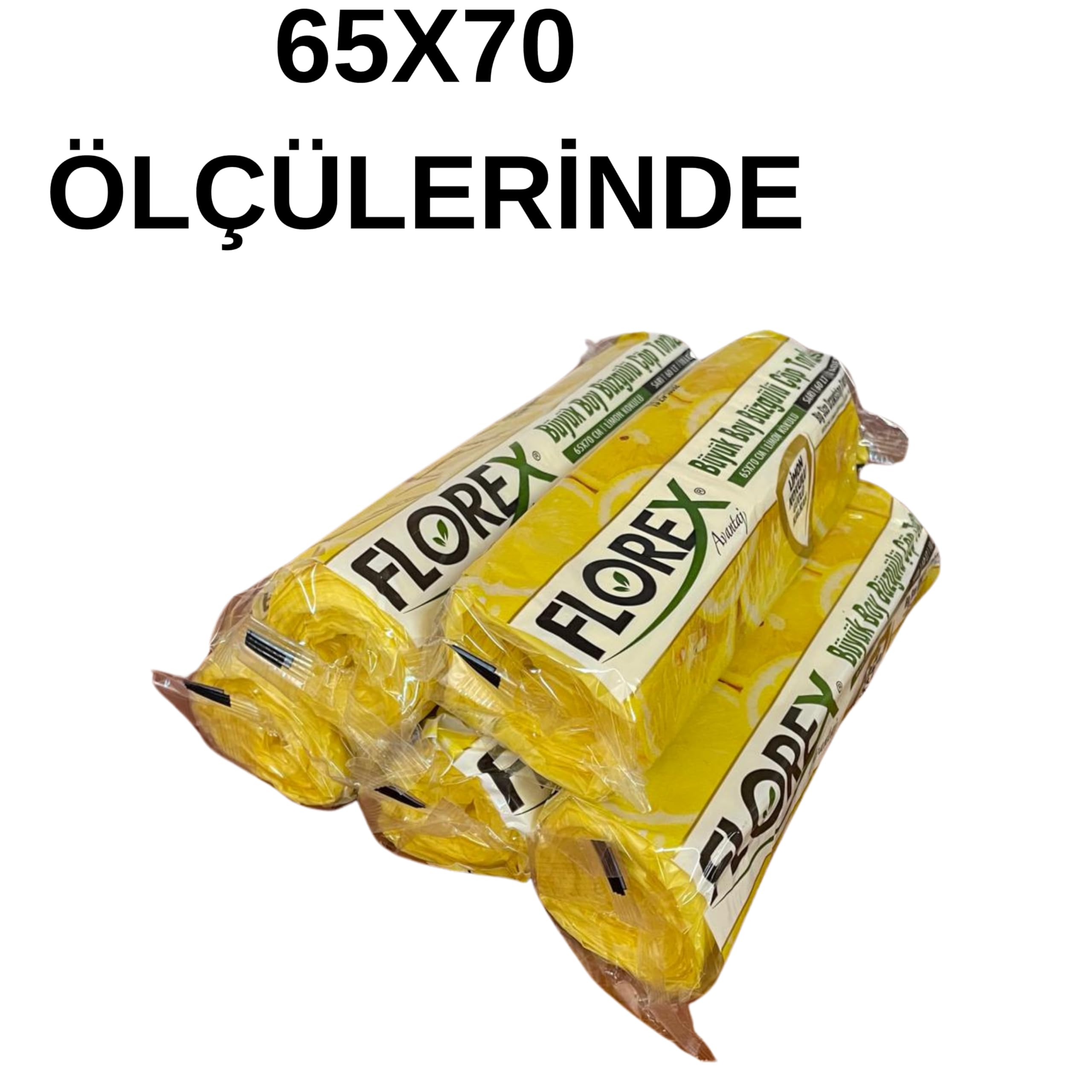 BYBARS Büzgülü Limon Kokulu Büyük Boy Çöp Poşeti 65x70 5 Rulo