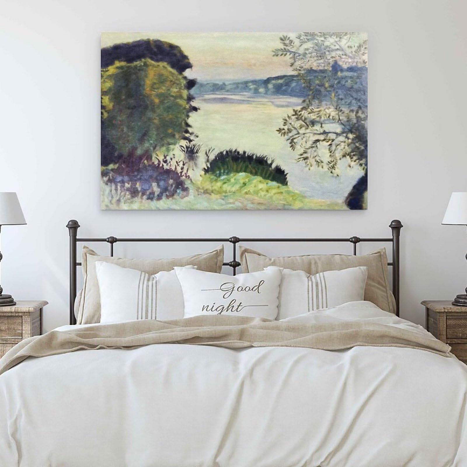 The Seine at Vernon Painting by Pierre Bonnard Póster Moderno, Cuadro Decorativo, Cuadro en Lienzo, Cuadro para Salón, Dormitorio, Moderno Mural para Habitación Familiar, Impresiones de 60 x 91 cm (60