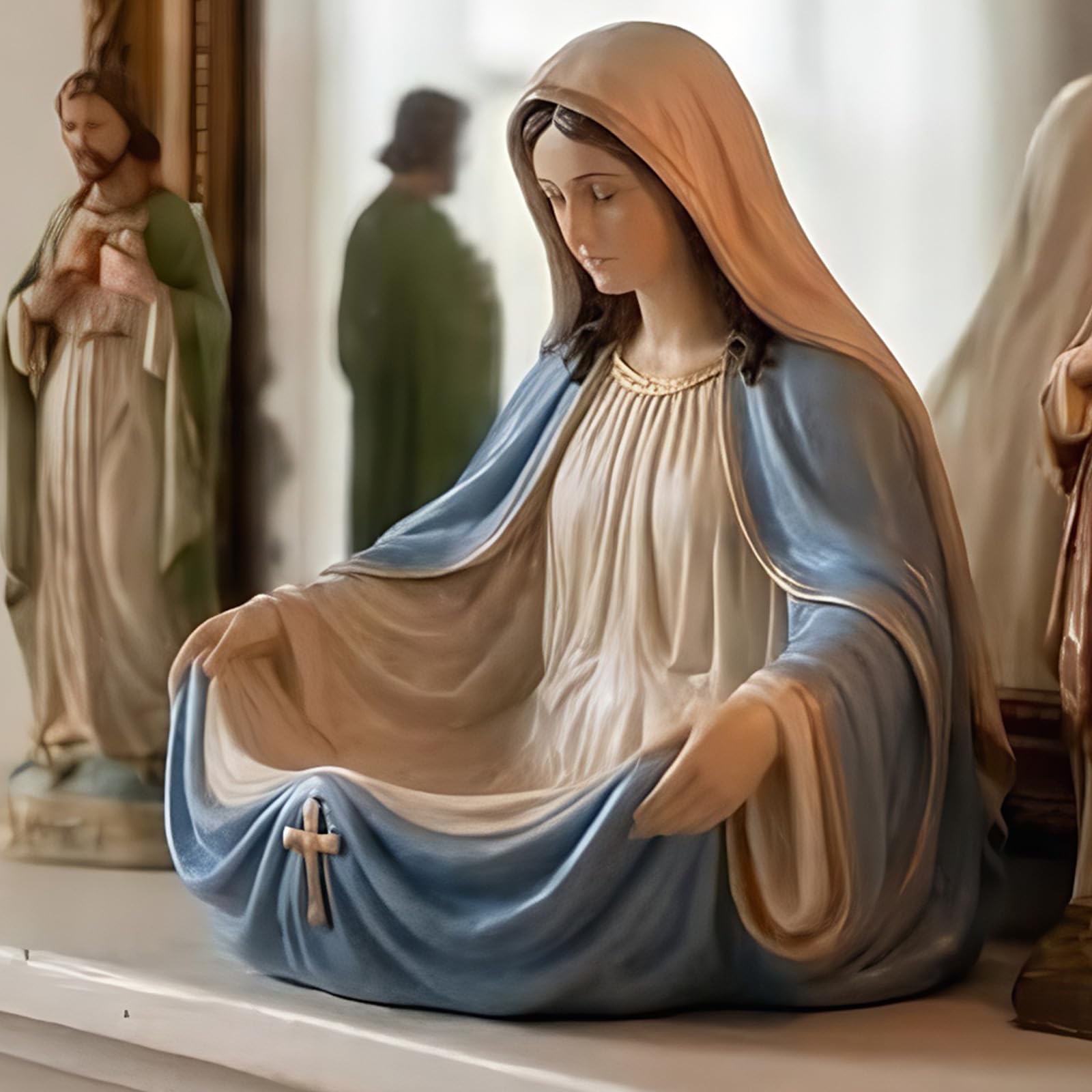 Virgin Mary Catchall Bowl Religious Resin Organizer Entryway Storage Tray