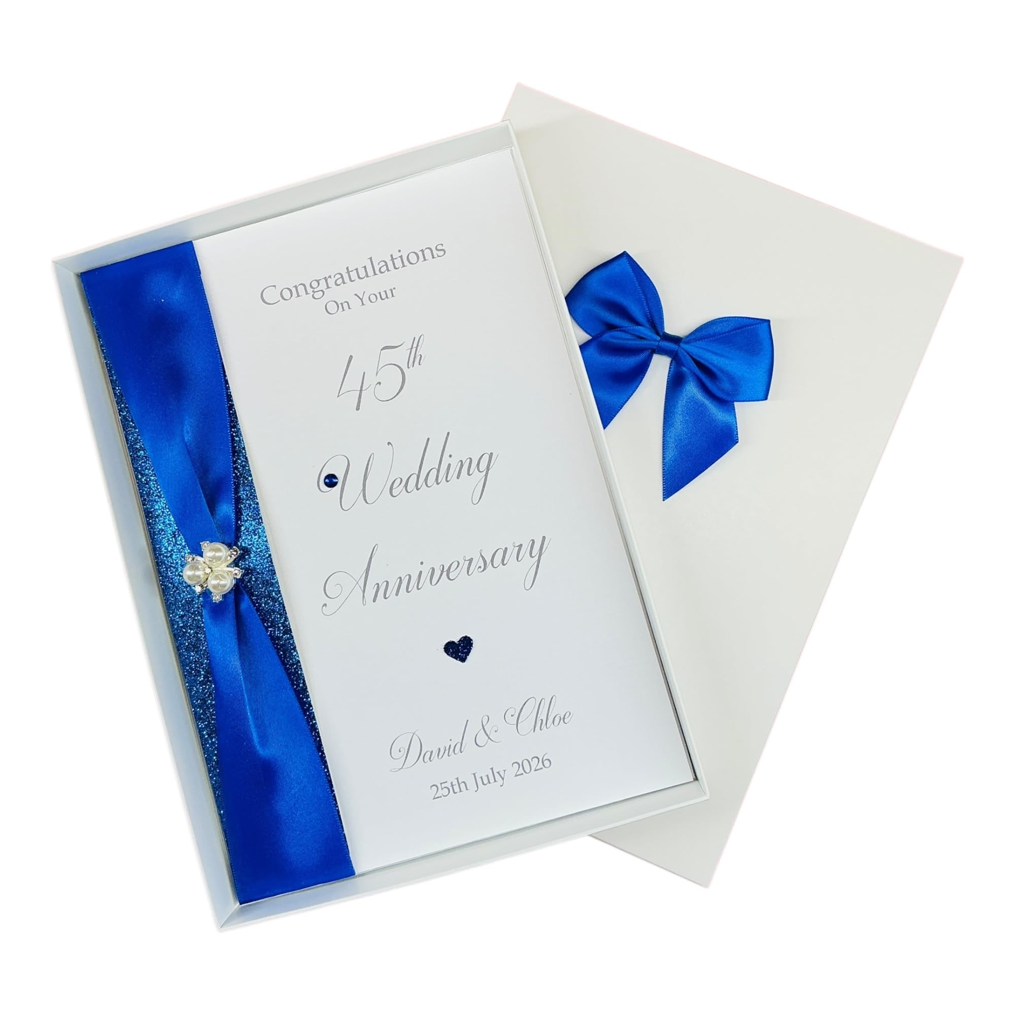 45th Wedding Anniversary Card - Sapphire 45 Year Forty Fifth Anniversary Luxury Greeting Card, Personalised Gift for Wife, Husband, Couple, Friends - A5 Card - 20 Colours to Choose