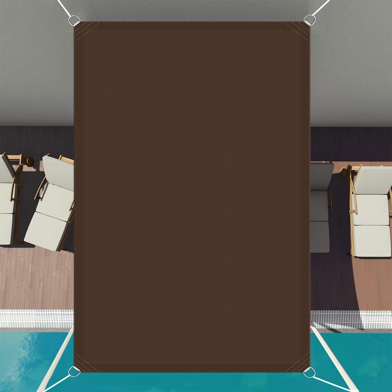 Voile d'ombrage pour terrasse et jardin grand modèle 5.5 x 9.5 m marron