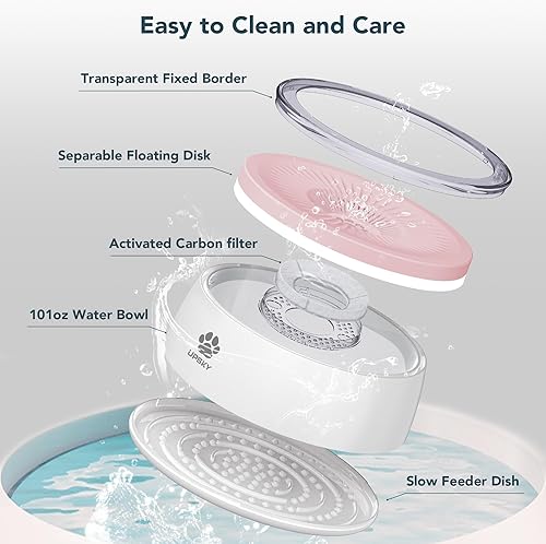 Miniatura 2 de UPSKY Cuenco de agua para perros de 3 litros de 101 onzas, tazón grande sin derrames, con tapete de alimentación lenta, dispensador de agua para