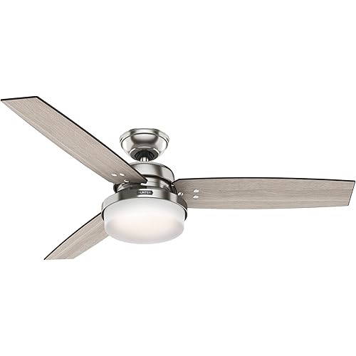 Hunter Fan Company, 59157, 52 inch Sentinel Brushed Nickel Ceiling Fan with LED Light Kit and Handheld Remote