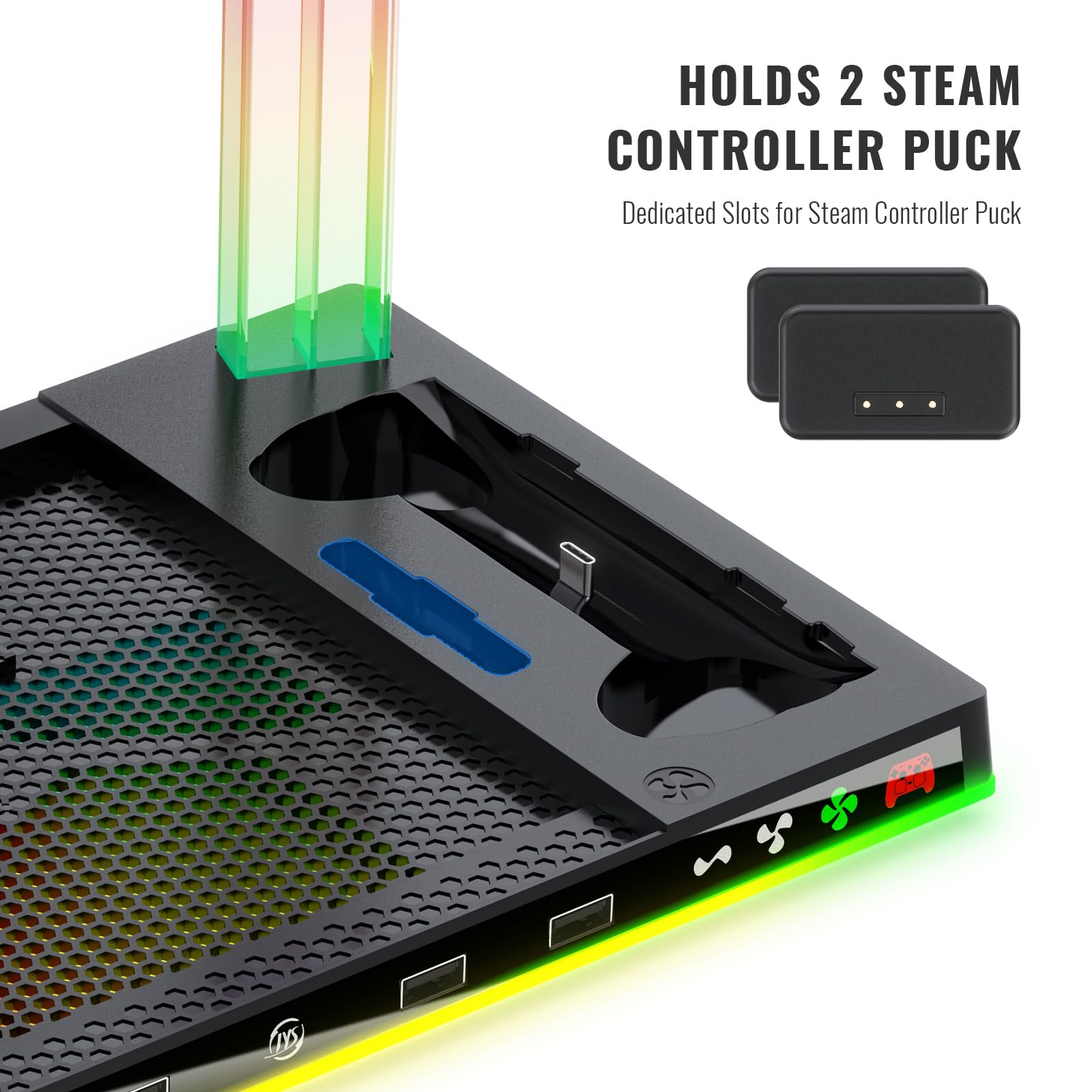 Zestaw akcesoriów kompatybilny z konsolą Steam Machine, zawiera odporną na wstrząsy torbę do przenoszenia i stojak chłodzący RGB