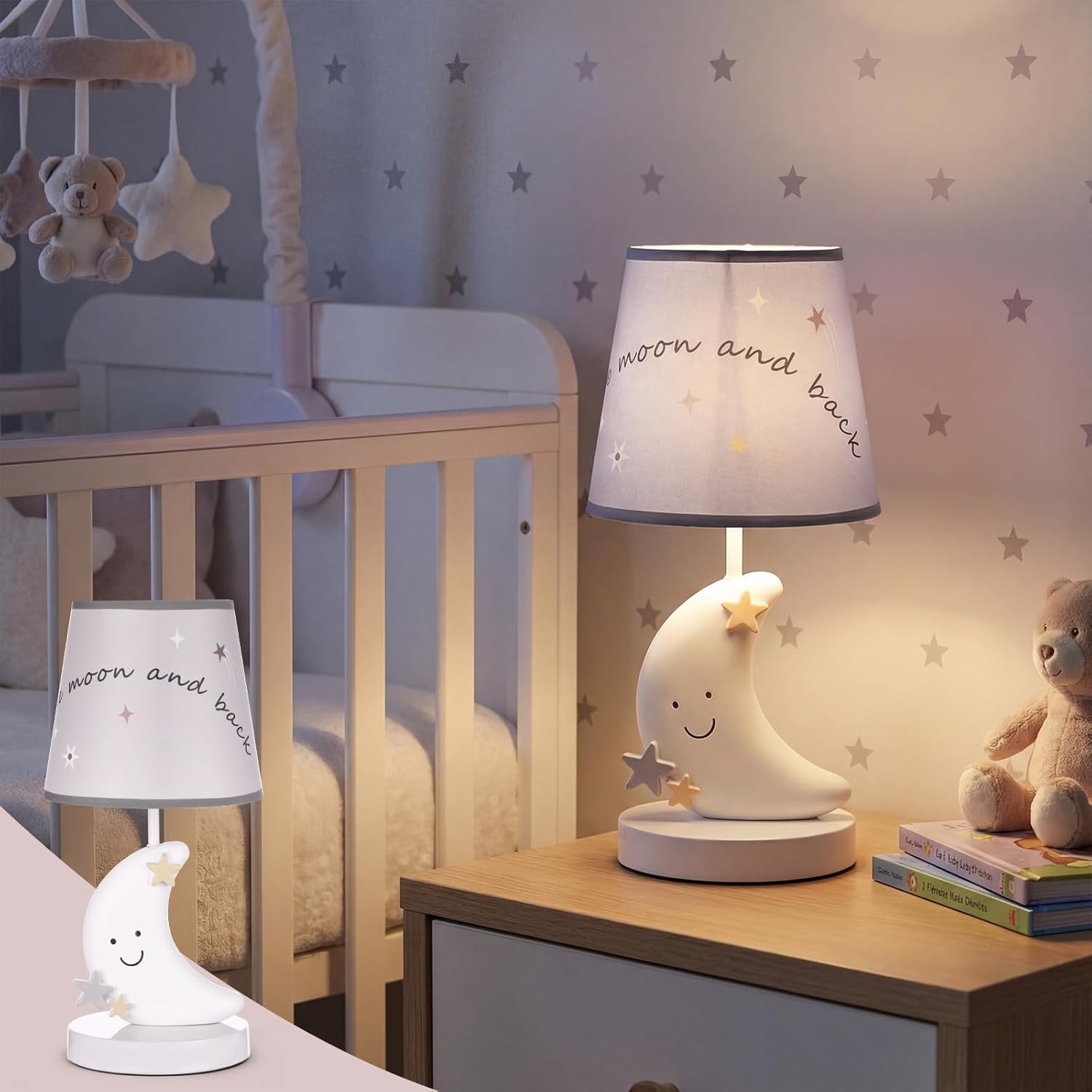 Little Star Celestial Moon Nursery Lamp 3 Color Dimmable Cute Small Bedside Table Lamps for Living Room Home Decor Girls Women Birthday Holiday Day Gift
