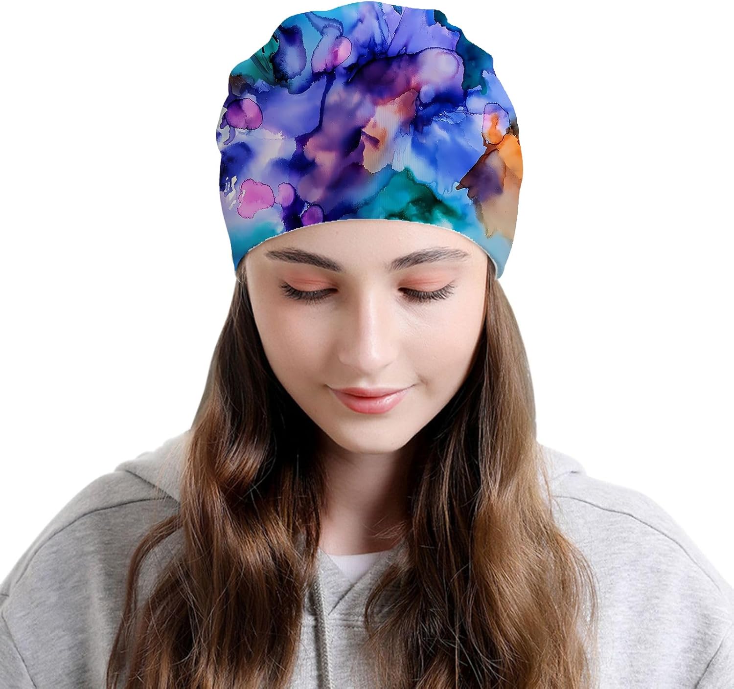 Beautiful Peacock Womens Slouchy Beanie Cotton Chemo Caps Cancer Headwear Hats Turban Baggy Skull Sleep Scarf - Image 2