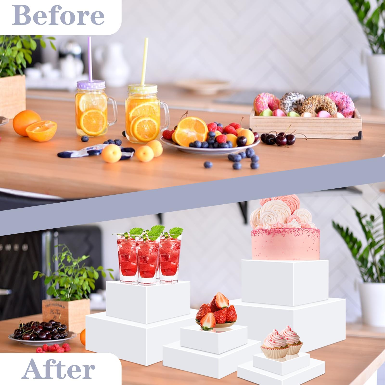 Lot De 6 Rehausseurs En Acrylique Transparent COONE - 3 Tailles (S, M, L) - Présentation Gâteaux/Déco