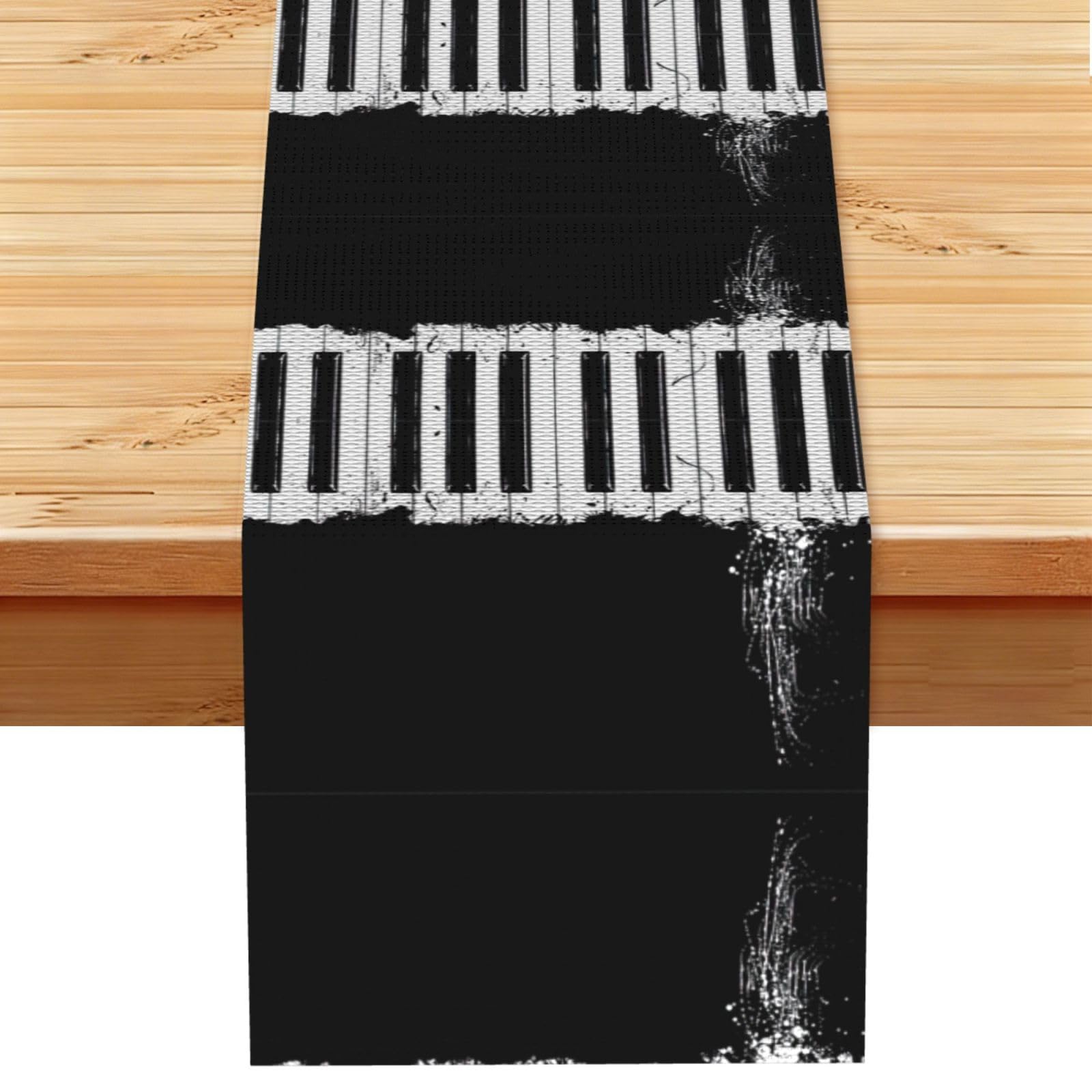Piano Printed Dining Table Runner 13x72 Inch, Non-Fading Decor for Kitchen Dresser Fireplace Mantel