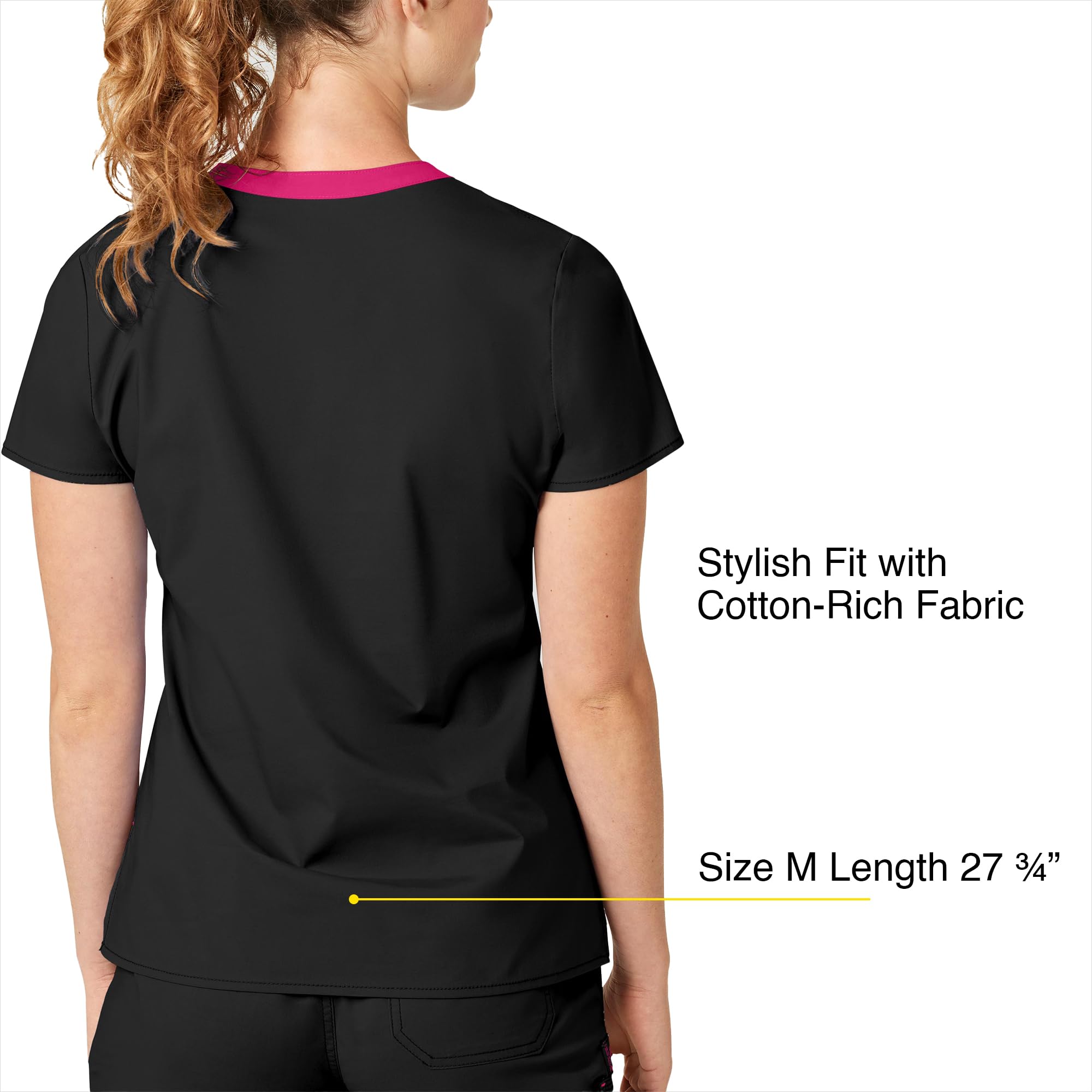 WonderWink Women's Wonderflex Verity Scrub Top, Black, X-Small