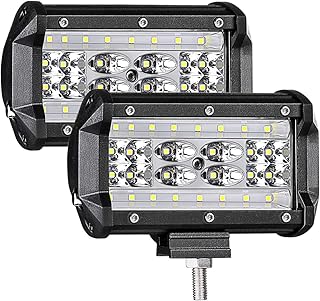 LED Light Bar,5 Inch 72W LED Pod Lights Work Lights Bar LED Pods Flood Spot Beam Driving Fog Lights Quad Row Super Bright Cubes Lights for Jeep Off Road Truck Boat(Pack of 2，5In)