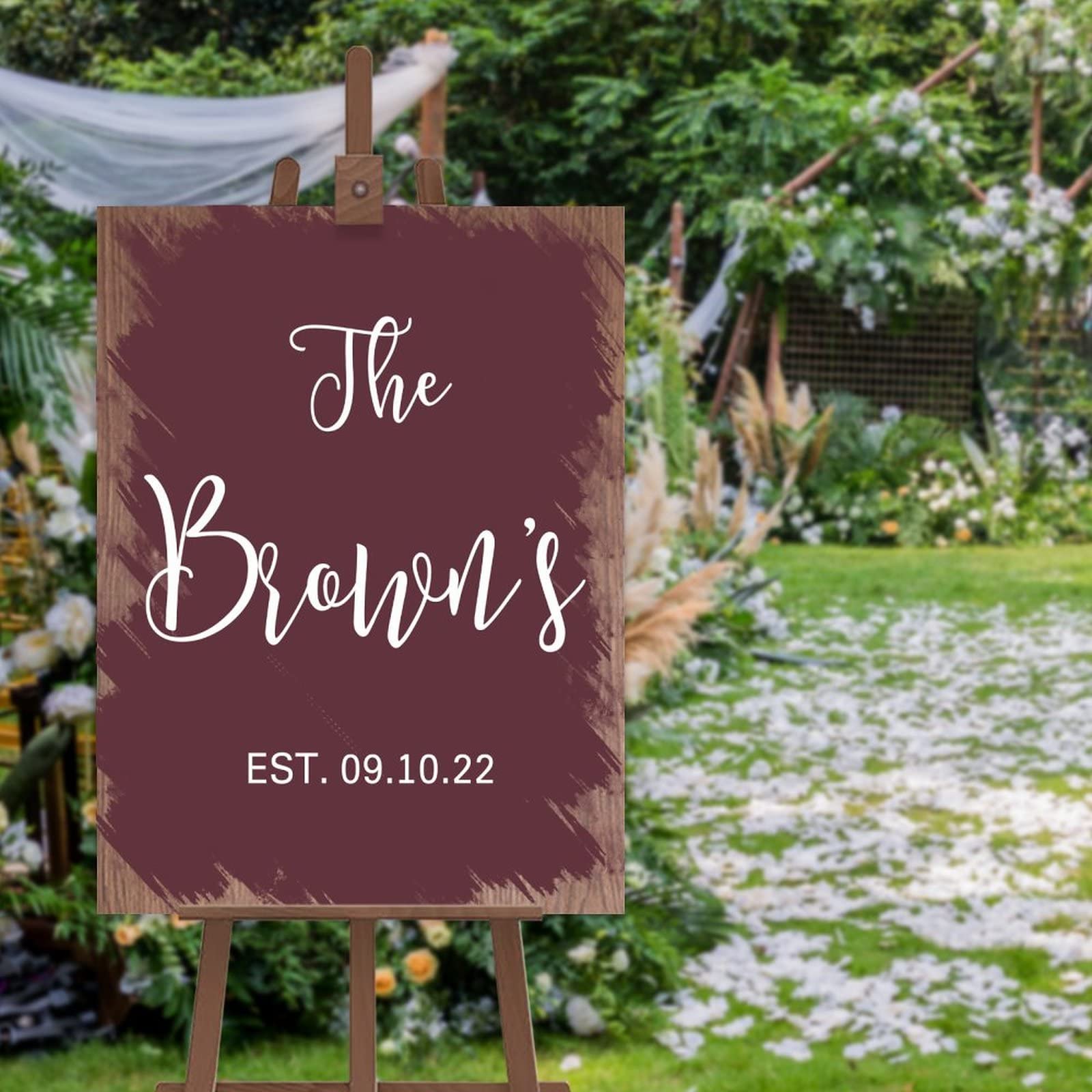 Panneau de bienvenue personnalisé bois déco mariage moderne Mr and Mrs 61x45