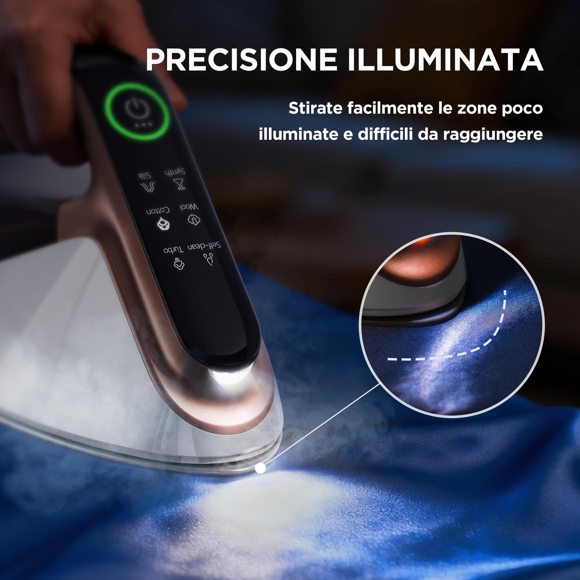 Newbealer Ferro da Stiro a Vapore, 4 Impostazioni della Temperatura | Colpo di Vapore 200 g, Serbatoio Rimovibile da 350 ml, 20s Riscaldamento rapido, Autopulente Autospegnimento, Oro