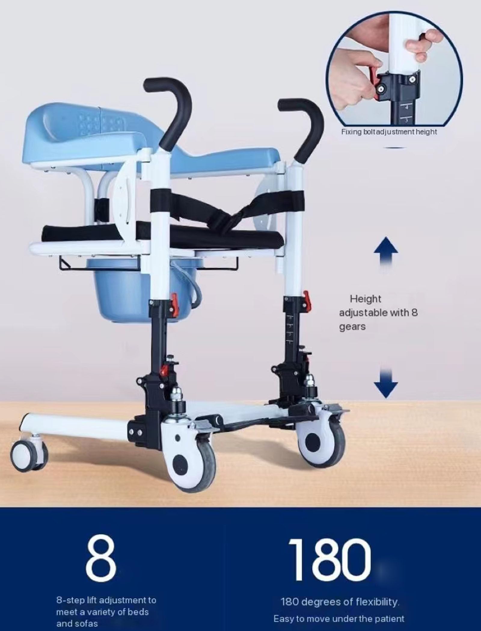 Podnośnik pacjenta, wielofunkcyjny składany podnośnik do krzeseł, przenośna konstrukcja, nośność do 150 kg
